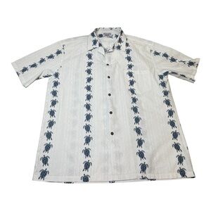 Pacific Legend Apparel Made in Hawaii USA 100% Cotton Blue White Turtles Size XL